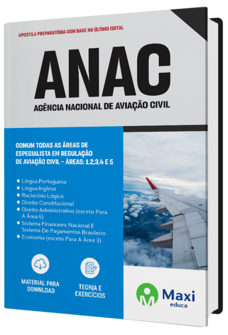 - Apostila Preparatória da ANAC 2023 Comum todas as áreas de Especialista em Regulação de Aviação Civil – Áreas: 1,2,3,4 e 5