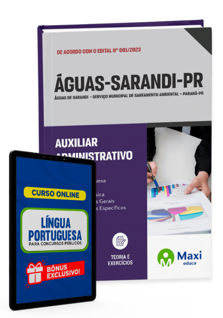 - Apostila Águas de Sarandi - PR - 2023 Auxiliar Administrativo